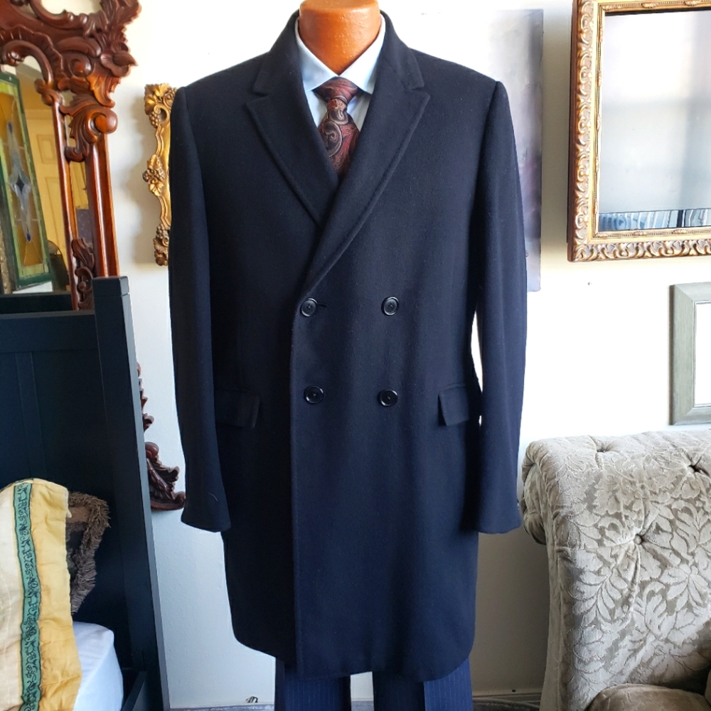 Cashmere Double breasted black overcoat 40S